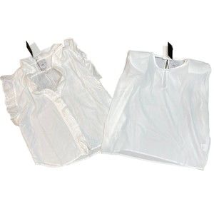 AREA STARS NWT Lot Of 2 White Tops Size Small Ruffle Top Shoulder‎ Pads